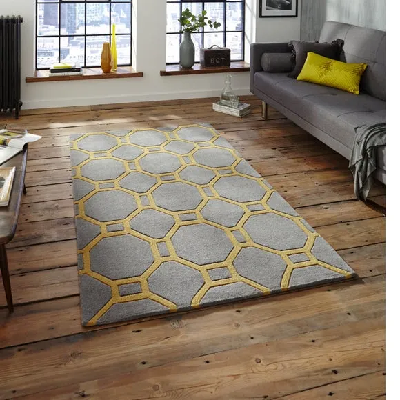 Contemporary Rug Geometric Pattern - Blue