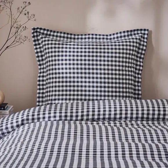 Continental Pillowcase Gingham - Black, Cotton image