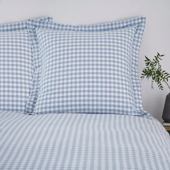 Continental Pillowcase Gingham - Blue, Cotton