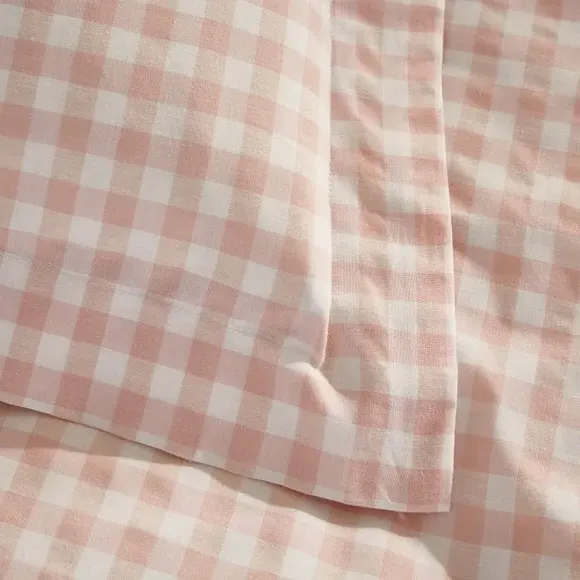 Continental Pillowcase Gingham - Blush, Cotton