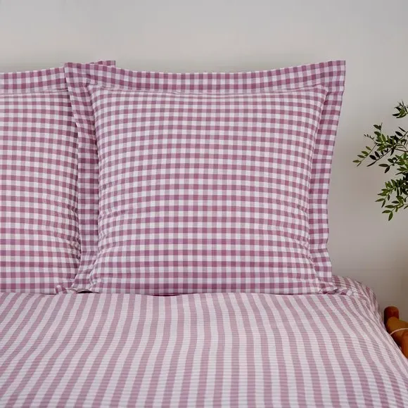 Continental Pillowcase Gingham - Lilac, Cotton
