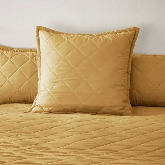 Continental Pillowcase Pair Quilted - Ochre