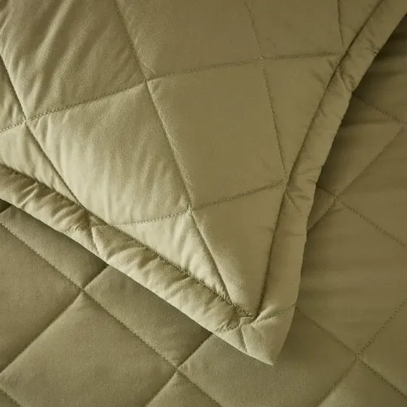Continental Pillowcase Pair Quilted - Olive