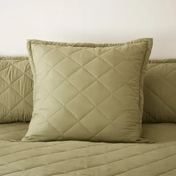 Continental Pillowcase Pair Quilted - Olive