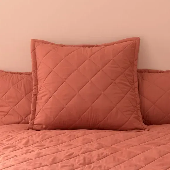 Continental Pillowcase Pair Quilted - Terracotta