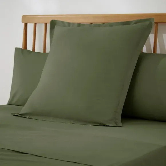 Continental Square Pillowcase - Olive, Cotton