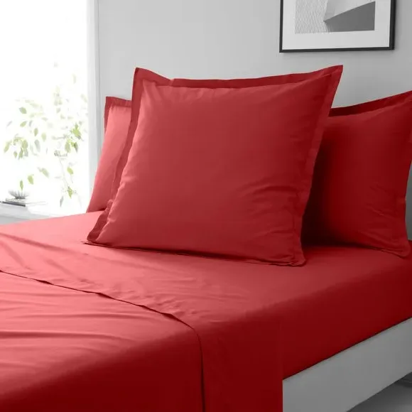 Continental Square Pillowcase - Red, Cotton