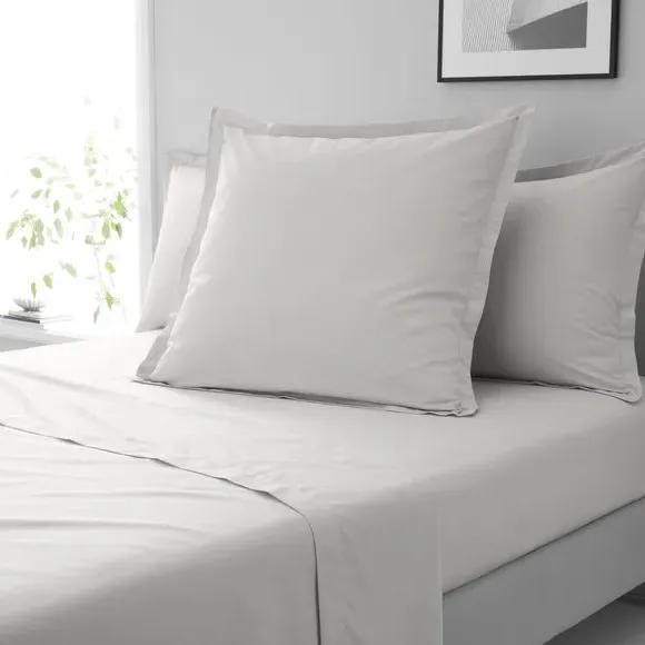 Continental Square Pillowcase - Silver, Cotton