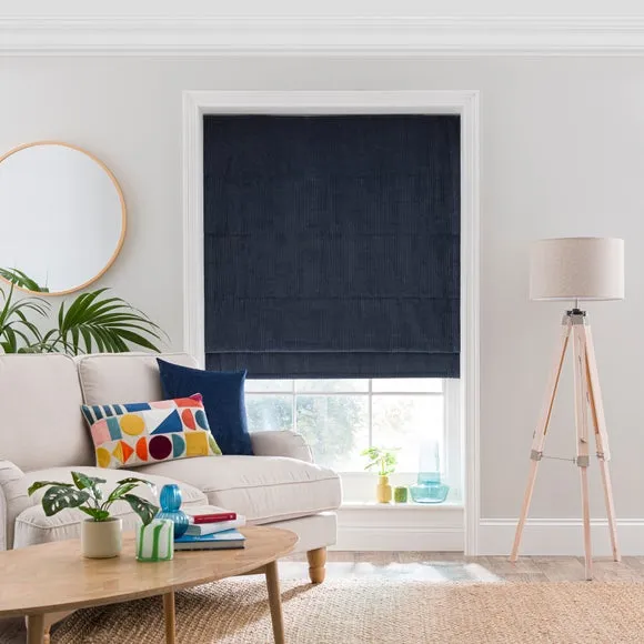 Corded Roman Blind - Navy, Polyester