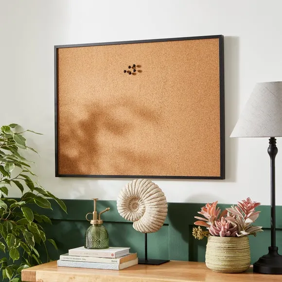 Cork Pin Board with Pins - Black, Natural Cork