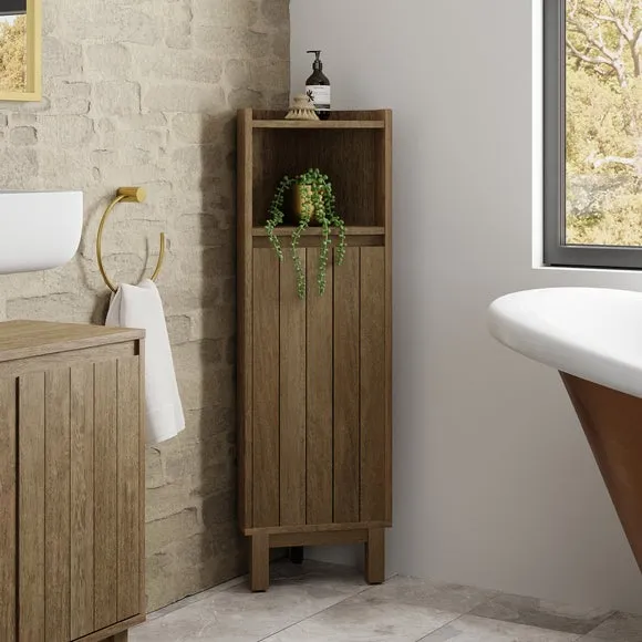 Corner Bathroom Unit with Storage - Mango Wood