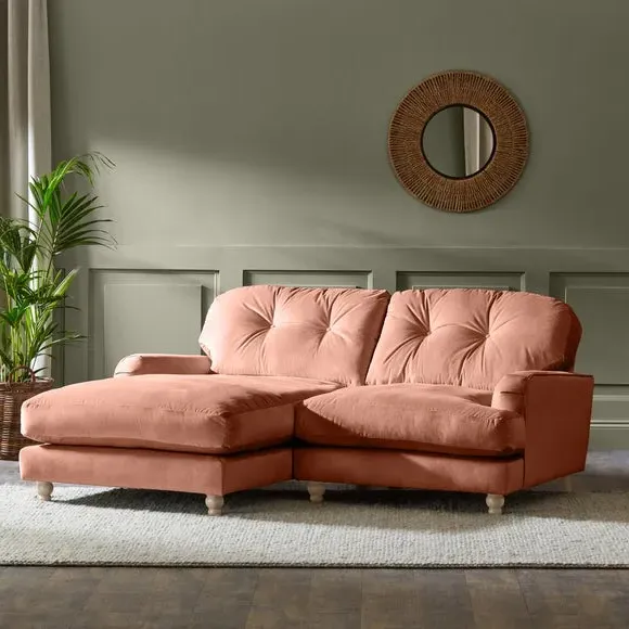 Corner Chaise Sofa - Apricot, Velvet