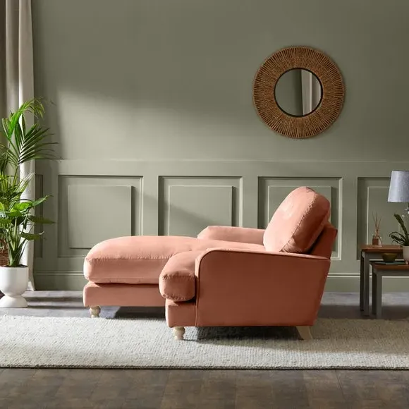 Corner Chaise Sofa - Apricot, Velvet