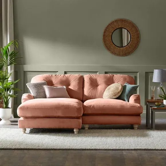 Corner Chaise Sofa - Apricot, Velvet image