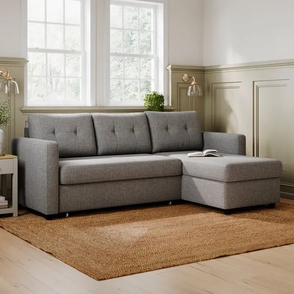 Corner Chaise Sofa Bed with Storage - Grey