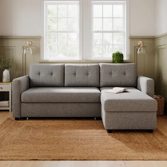 Corner Chaise Sofa Bed with Storage - Grey image