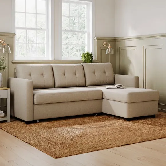 Corner Chaise Sofa Bed with Storage - Natural