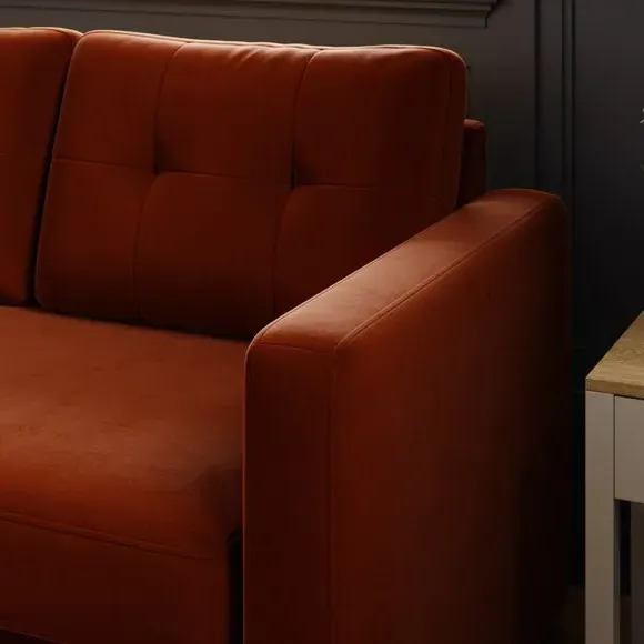 Corner Chaise Sofa Bed with Storage - Orange, Velvet