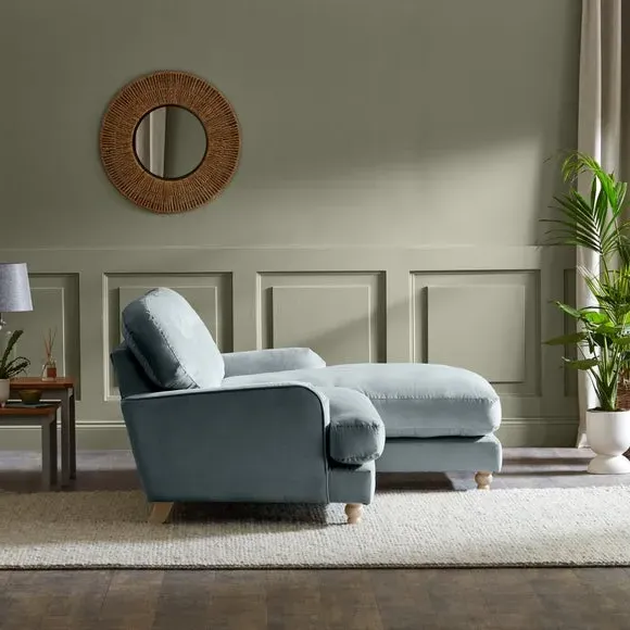 Corner Chaise Sofa - Blue, Velvet