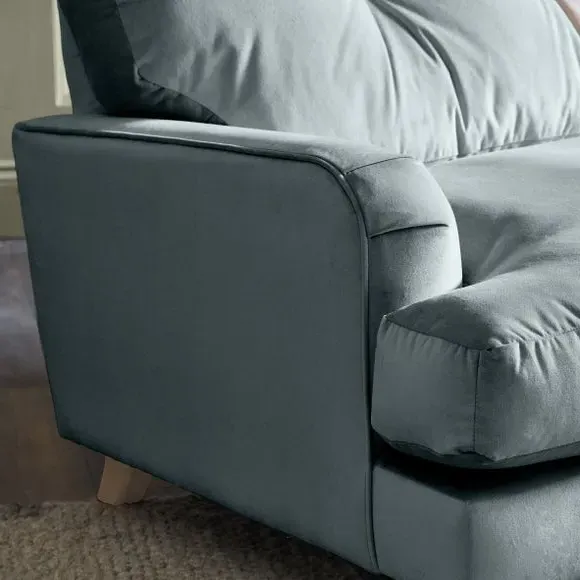 Corner Chaise Sofa - Blue, Velvet