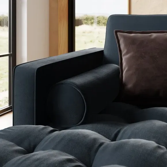Corner Chaise Sofa Casual Sit - Ink, Velvet