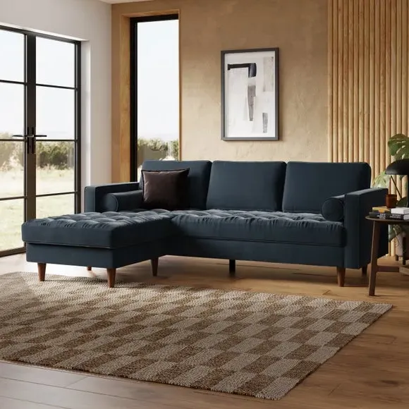 Corner Chaise Sofa Casual Sit - Ink, Velvet image