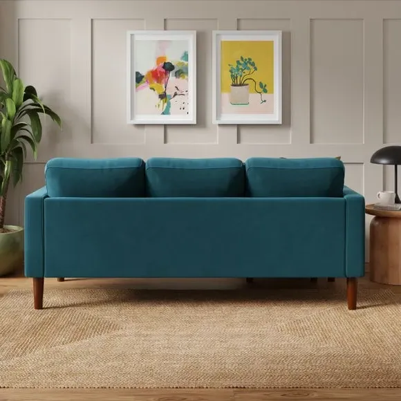 Corner Chaise Sofa Compact - Petrol, Velvet