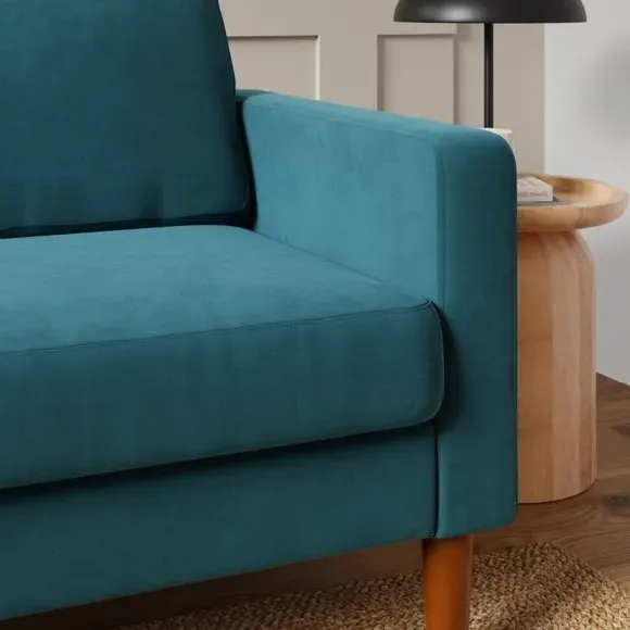 Corner Chaise Sofa Compact - Petrol, Velvet