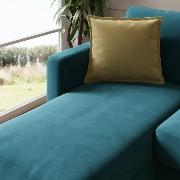 Corner Chaise Sofa Compact - Petrol, Velvet