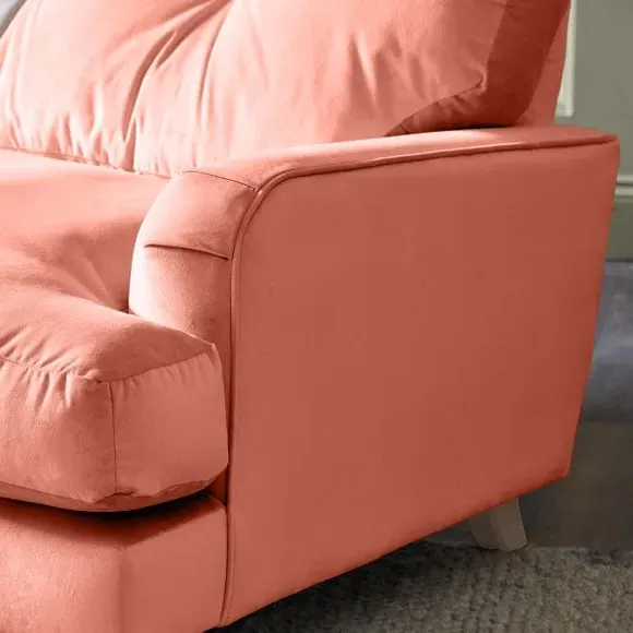 Corner Chaise Sofa - Coral, Velvet