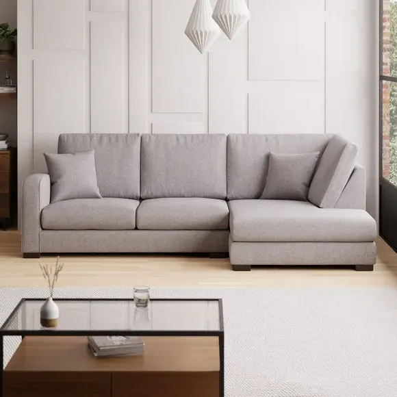 Corner Chaise Sofa Deep Sit - Grey, Fabric