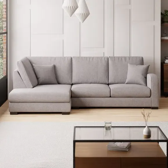 Corner Chaise Sofa Deep Sit - Grey, Fabric image
