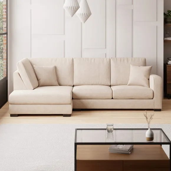 Corner Chaise Sofa Deep Sit - Natural, Fabric