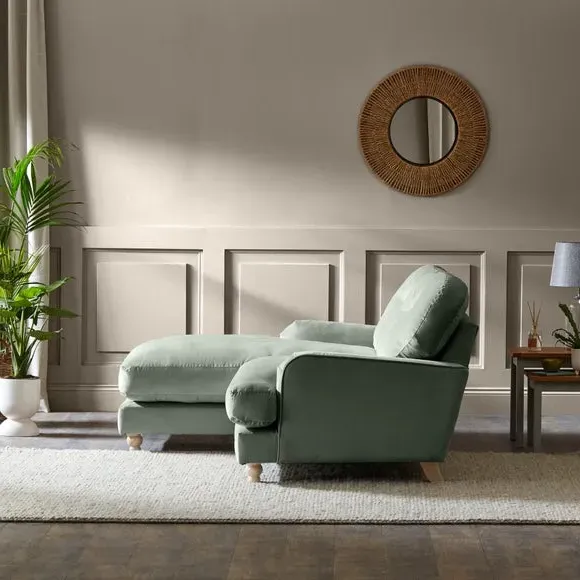 Corner Chaise Sofa - Green, Velvet