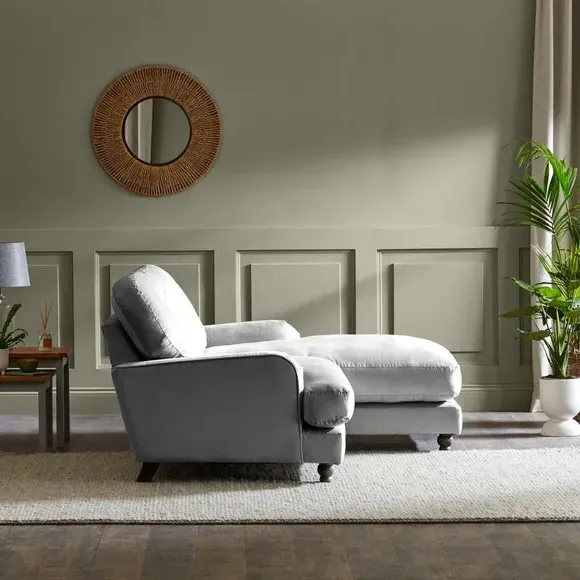 Corner Chaise Sofa - Grey, Velvet