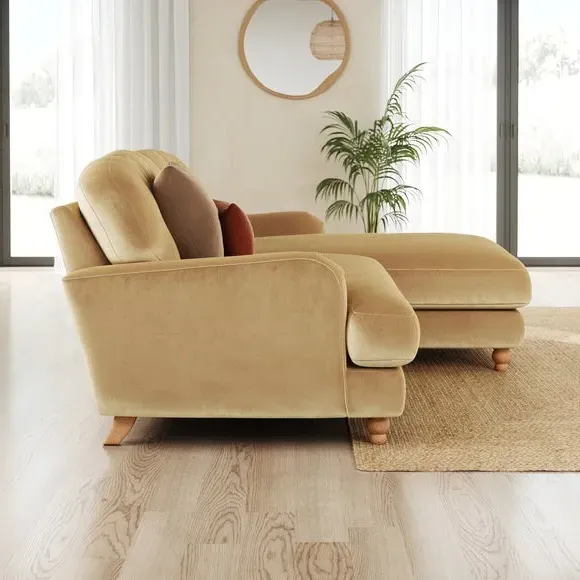 Corner Chaise Sofa - Honey, Velvet