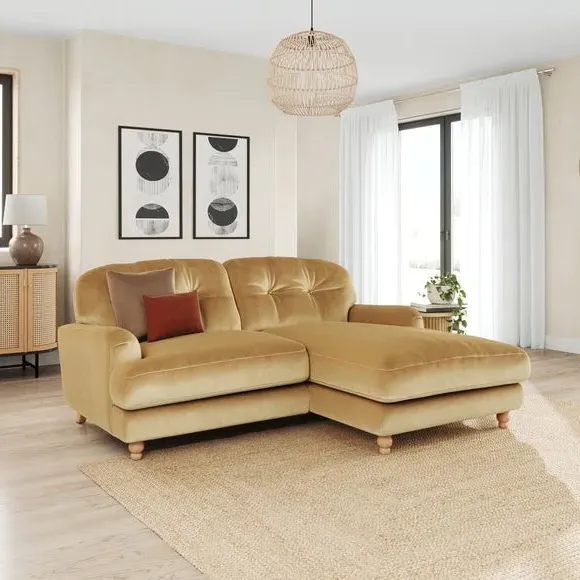 Corner Chaise Sofa - Honey, Velvet