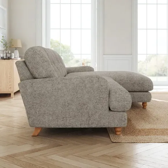Corner Chaise Sofa - Mushroom, Chenille