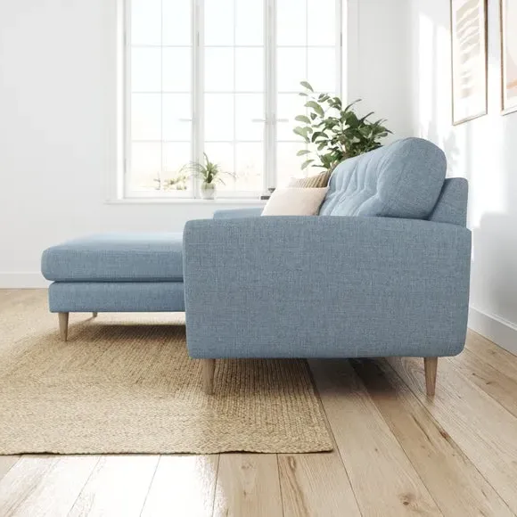 Corner Chaise Sofa Reversible - Blue, Polyester