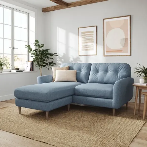 Corner Chaise Sofa Reversible - Blue, Polyester image