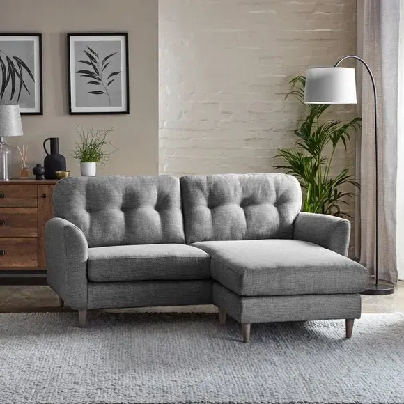 Corner Chaise Sofa Reversible - Grey, Polyester