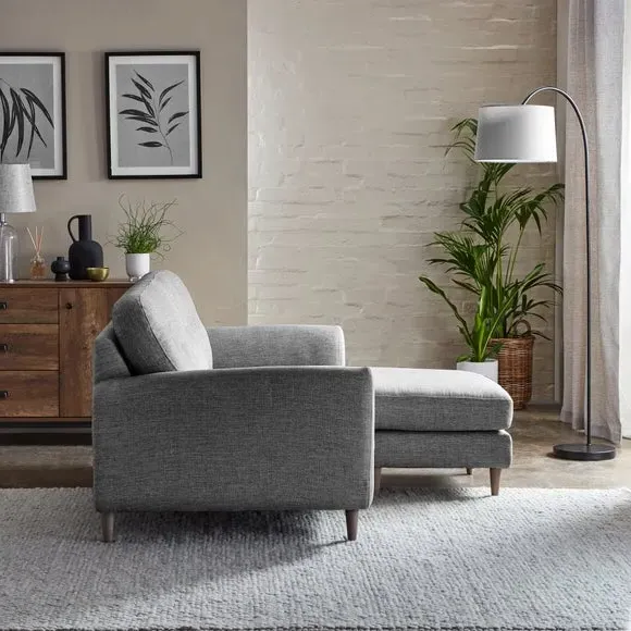 Corner Chaise Sofa Reversible - Grey, Polyester