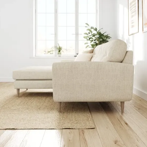 Corner Chaise Sofa Reversible - Ivory, Polyester
