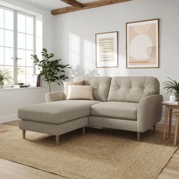 Corner Chaise Sofa Reversible - Natural, Polyester