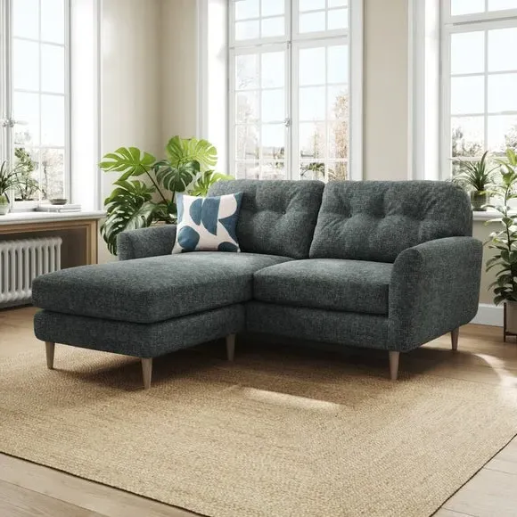 Corner Chaise Sofa Reversible - Navy, Chenille