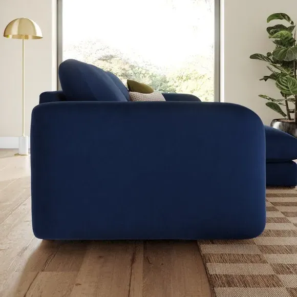 Corner Chaise Sofa Reversible - Navy, Velvet