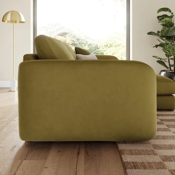 Corner Chaise Sofa Reversible - Olive, Velvet