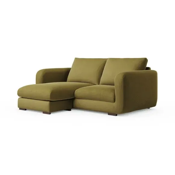 Corner Chaise Sofa Reversible - Olive, Velvet