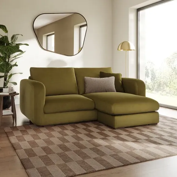Corner Chaise Sofa Reversible - Olive, Velvet