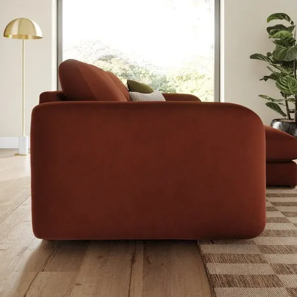 Corner Chaise Sofa Reversible - Orange, Velvet
